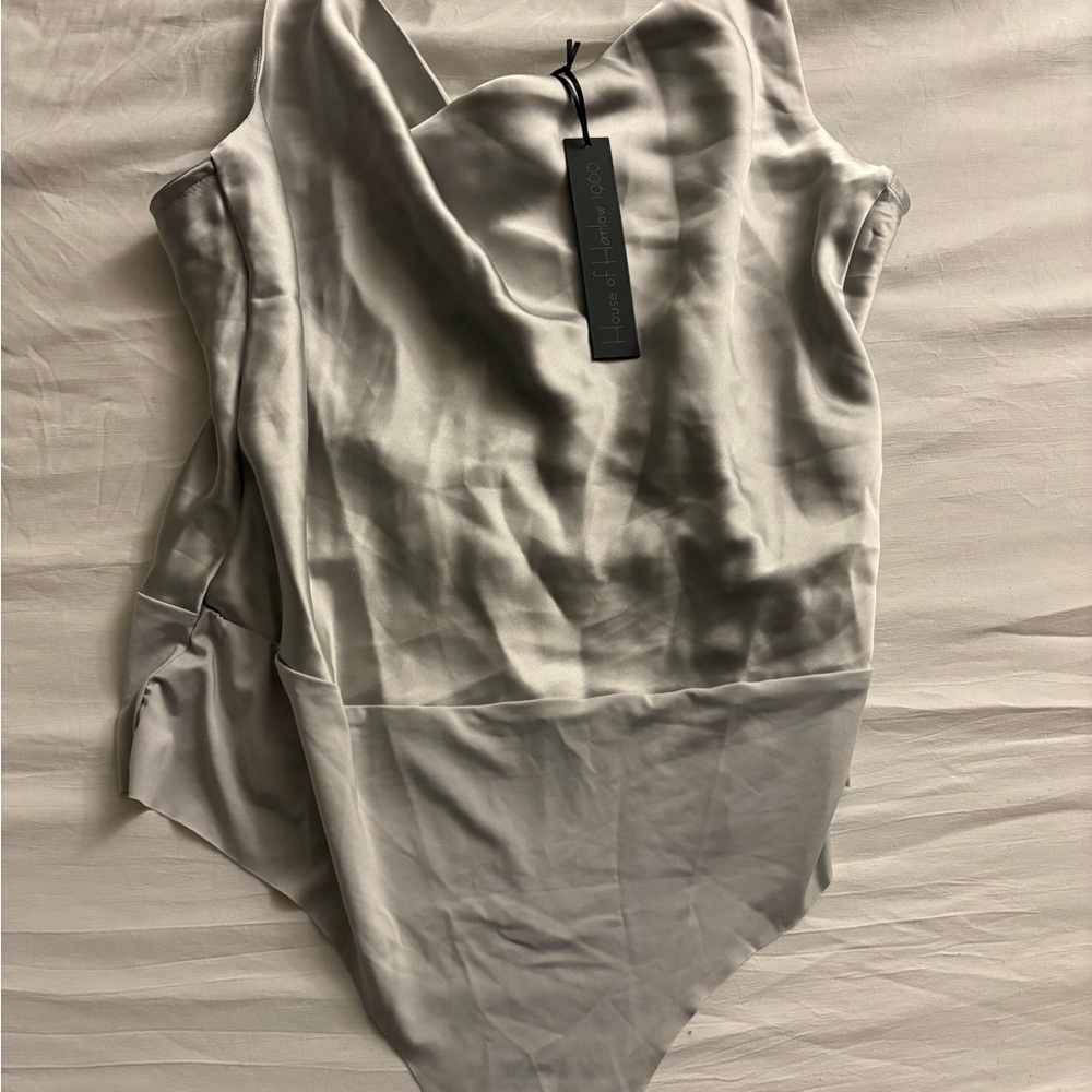 House of Harlow 1960 Silver Satin Top